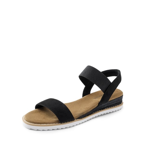 Ankle Elastic Strap Espadrille Flat Sandals - BLACK SUEDE -  0